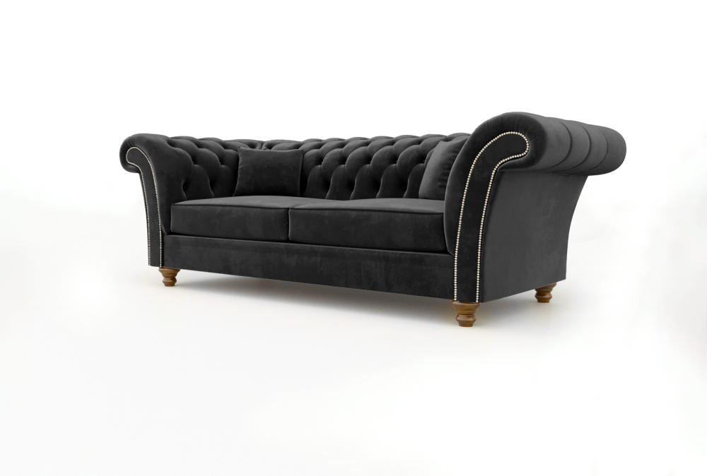 Chesterfield Leicester Sofa-1 Seater -Velvet-Black